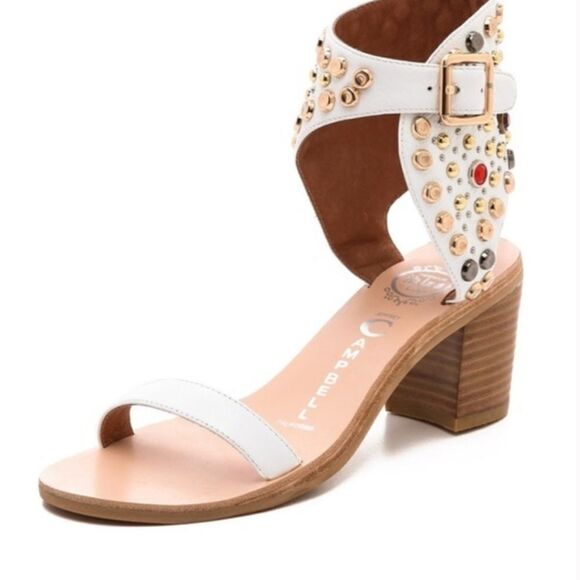 Jeffrey Campbell Seneca Embellished Studded Leather Sandals Size 8 - Picture 1 of 11